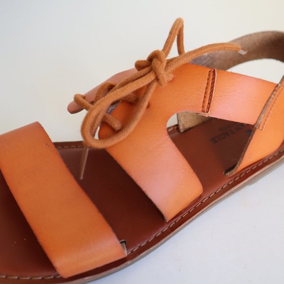 American Eagle Outfitters Brown Leather Gladiator Lace-Up Sandals, Size 8 - Picture 4 of 12